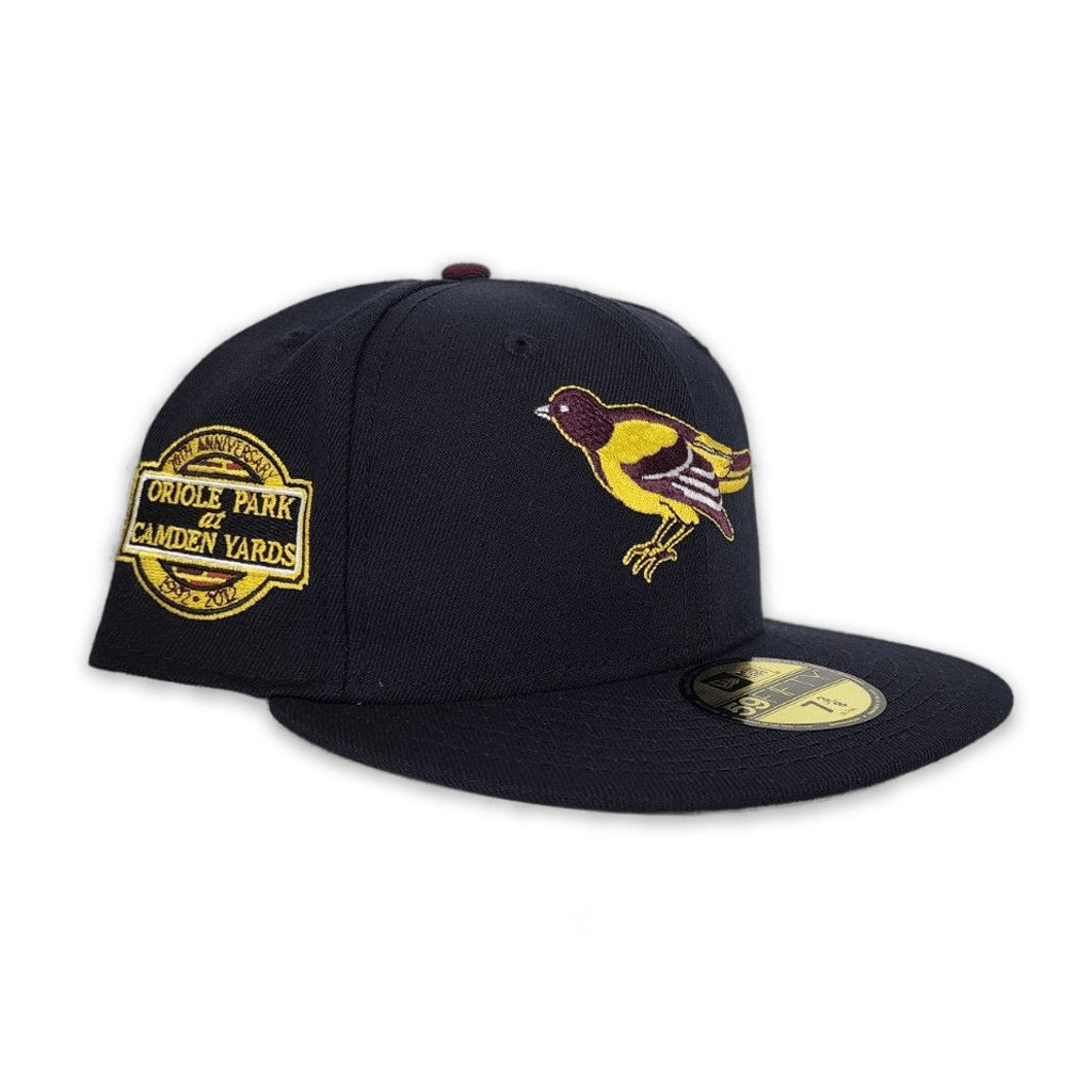 New Era Baltimore Orioles Navy Blue/Yellow 20th Anniversary Green UV 59FIFTY Fitted Hat