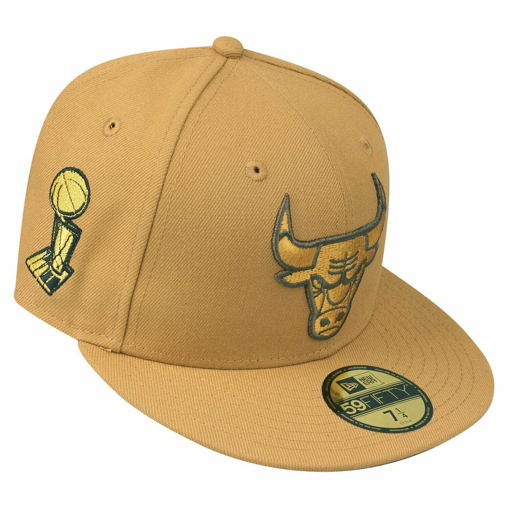 New Era Chicago Bulls Championship Patch Panama Tan 59FIFTY Fitted Hat