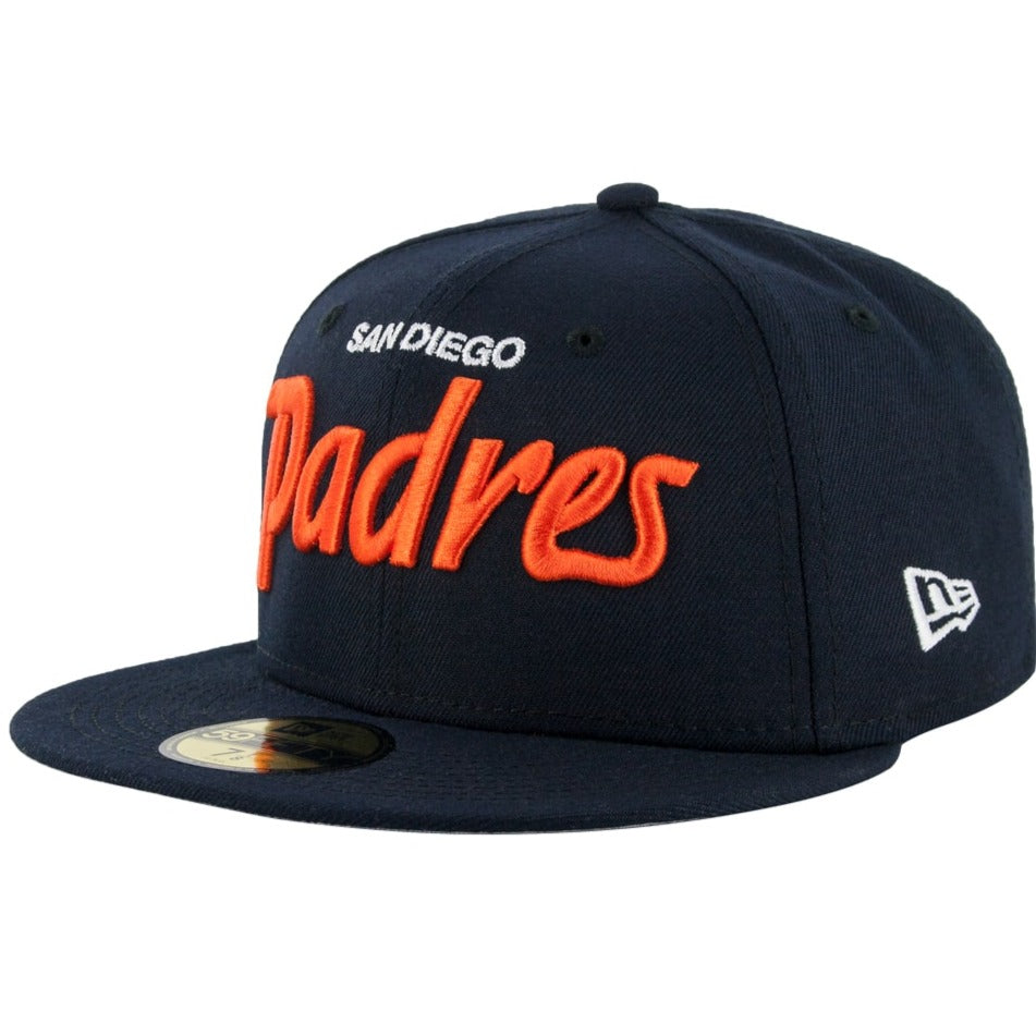 New Era San Diego Padres Vintage Script Navy/Orange 59FIFTY Fitted Hat