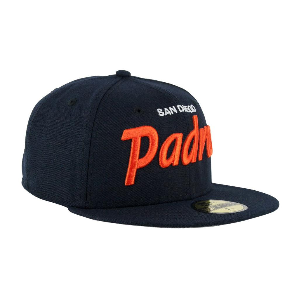 New Era San Diego Padres Vintage Script Navy/Orange 59FIFTY Fitted Hat