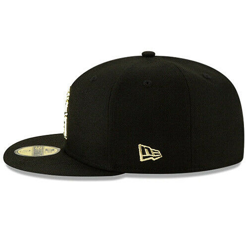 New Era Los Angeles Angels Black Metallic Gold Badge Logo 59FIFTY Fitted Hat