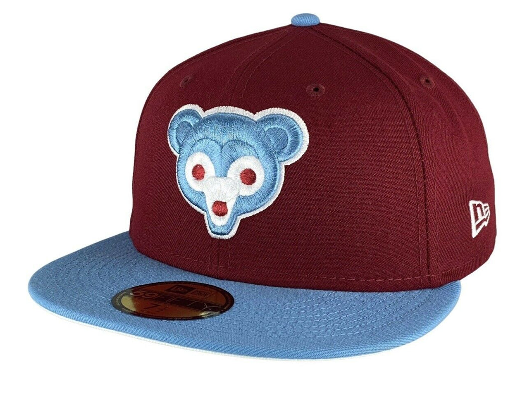 New Era Chicago Cubs Burgundy/Sky Blue Wrigley Field Patch 59FIFTY Fitted Hat