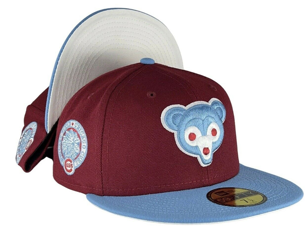 New Era Chicago Cubs Burgundy/Sky Blue Wrigley Field Patch 59FIFTY Fitted Hat