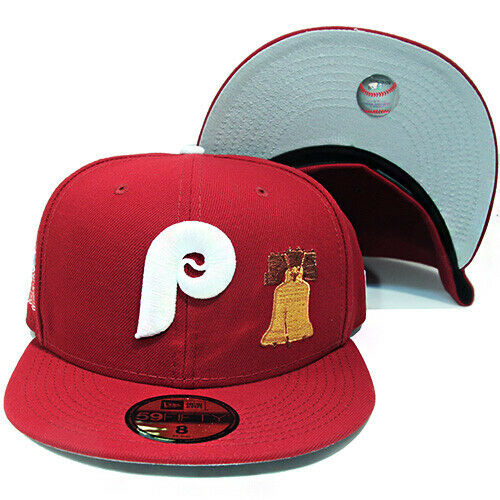 New Era Philadelphia Phillies Cardinal Red 1980 World Series Patches 59FIFTY Fitted Hat