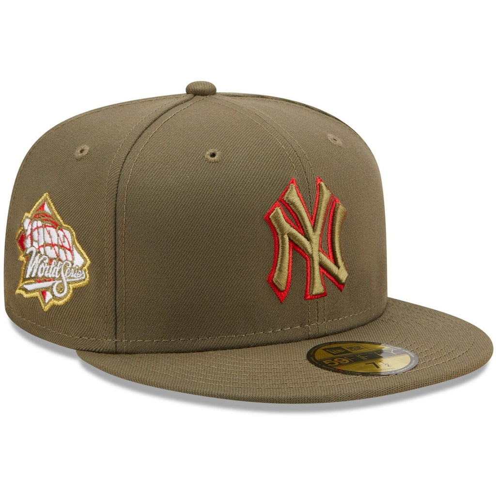 New Era New York Yankees Olive 1999 World Series Scarlet Undervisor 59FIFTY Fitted Hat