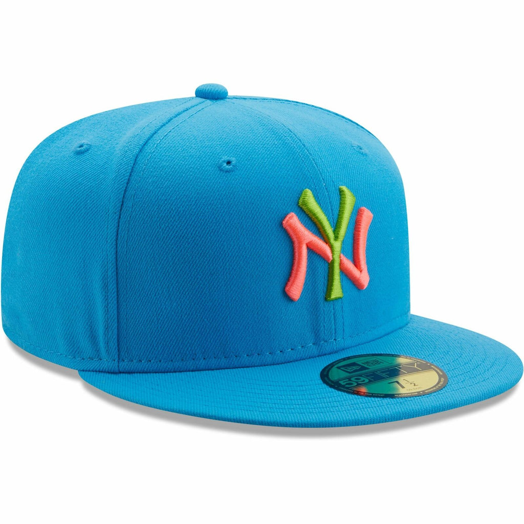 New Era Light Blue New York Yankees Pink Glow Undervisor 59FIFTY Fitted Hat