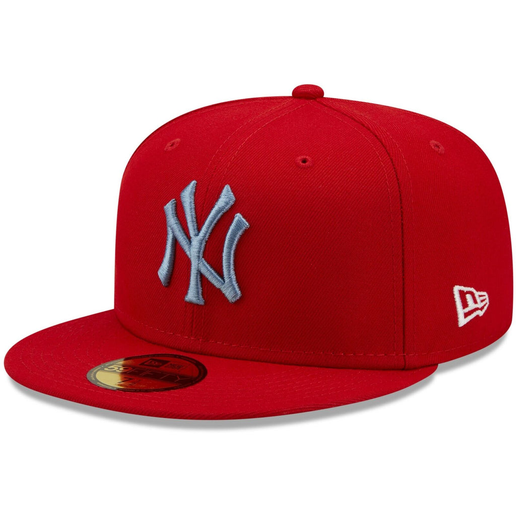 New Era New York Yankees Scarlet Red Subway Series Blue Undervisor 59FIFTY Fitted Hat