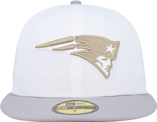 New Era White/Gray New England Patriots 50th Anniversary Gold Undervisor 59FIFTY Fitted Hat