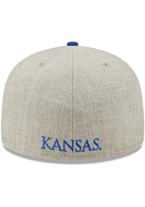 New Era Kansas Jayhawks Grey Heather Patch 59FIFTY Fitted Hat