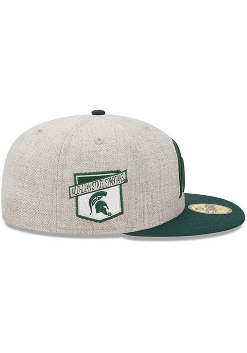 New Era Michigan State Spartans Grey Heather Patch 59FIFTY Fitted Hat