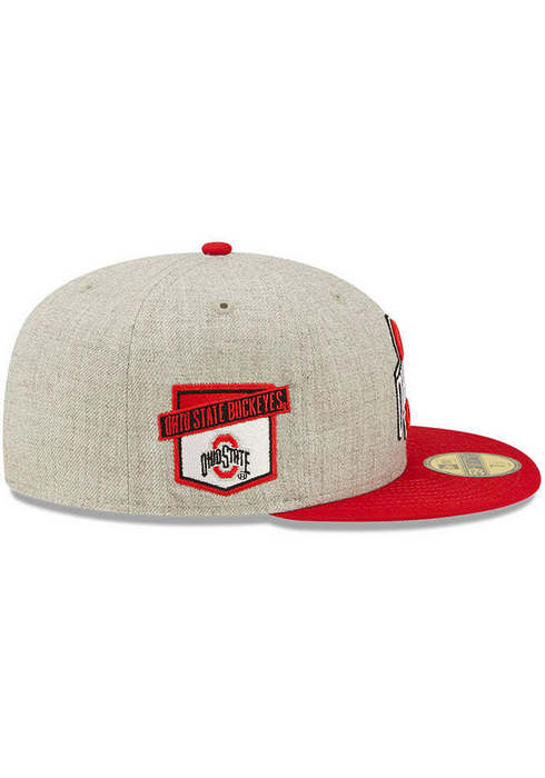 New Era Ohio State Buckeyes Grey Heather Patch 59FIFTY Fitted Hat
