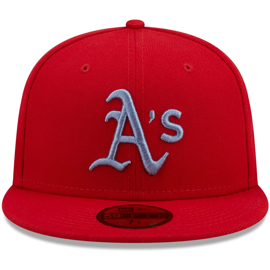 New Era Oakland Athletics Scarlet Red 30 Years Blue Undervisor 59FIFTY Fitted Hat