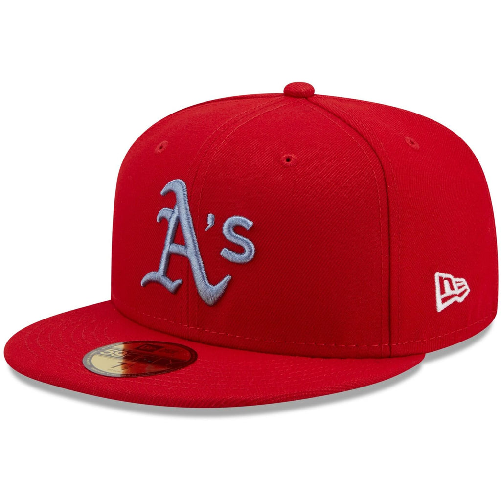 New Era Oakland Athletics Scarlet Red 30 Years Blue Undervisor 59FIFTY Fitted Hat