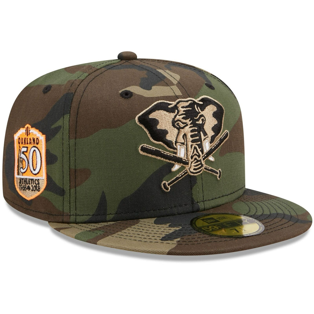 New Era Oakland Athletics Camo 50th Anniversary Flame Undervisor 59FIFTY Fitted Hat