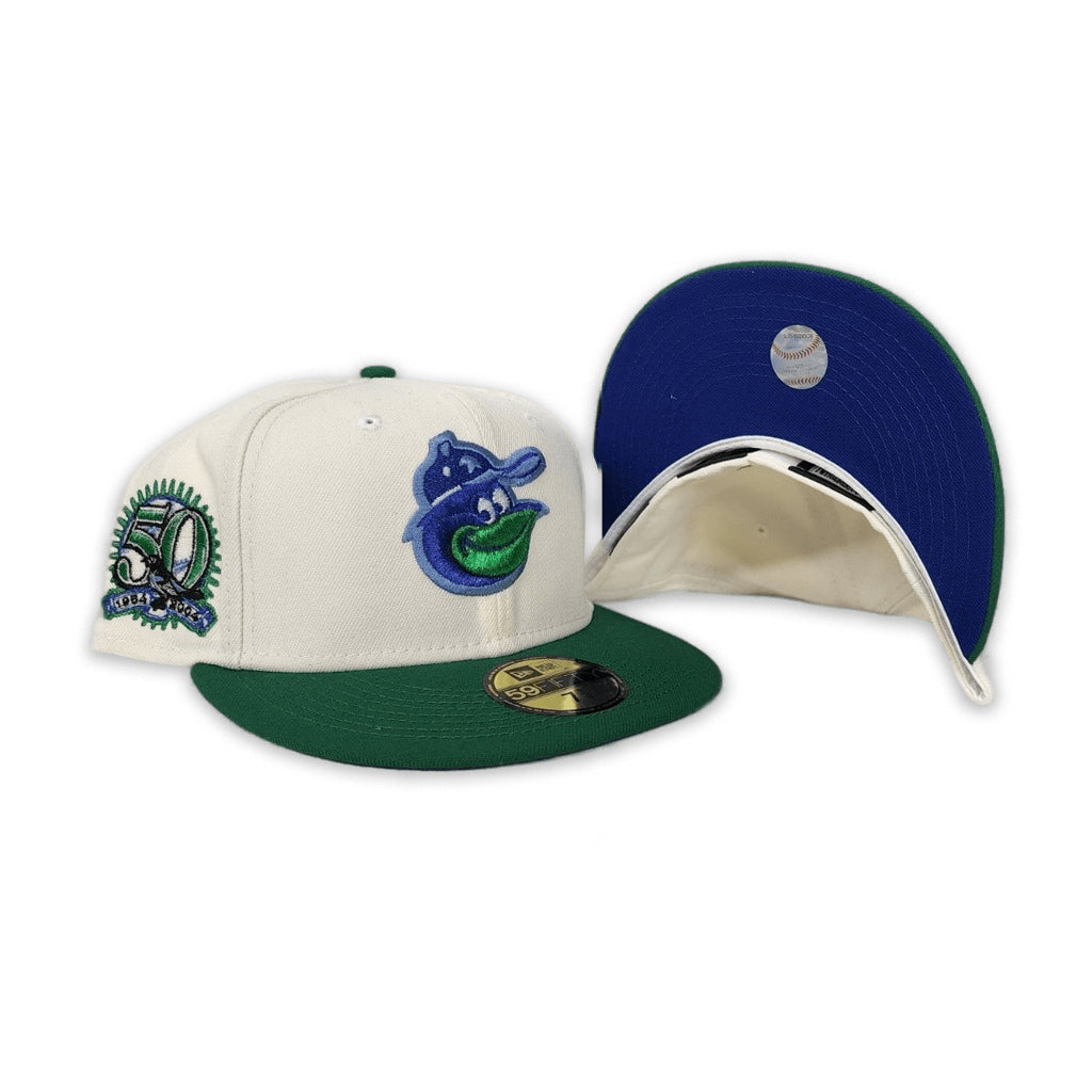 New Era Baltimore Orioles Off-White/Green/Royal Blue 50th Anniversary 59FIFTY Fitted Hat