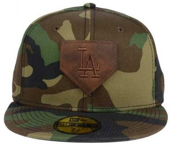 New Era Los Angeles Dodgers Brown Leather Logo Camouflage 59FIFTY Fitted Hat