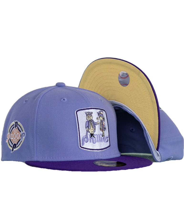 New Era Philadelphia Phillies Lavender/Grape 100th Anniversary Yellow Undervisor 59FIFTY Fitted Cap