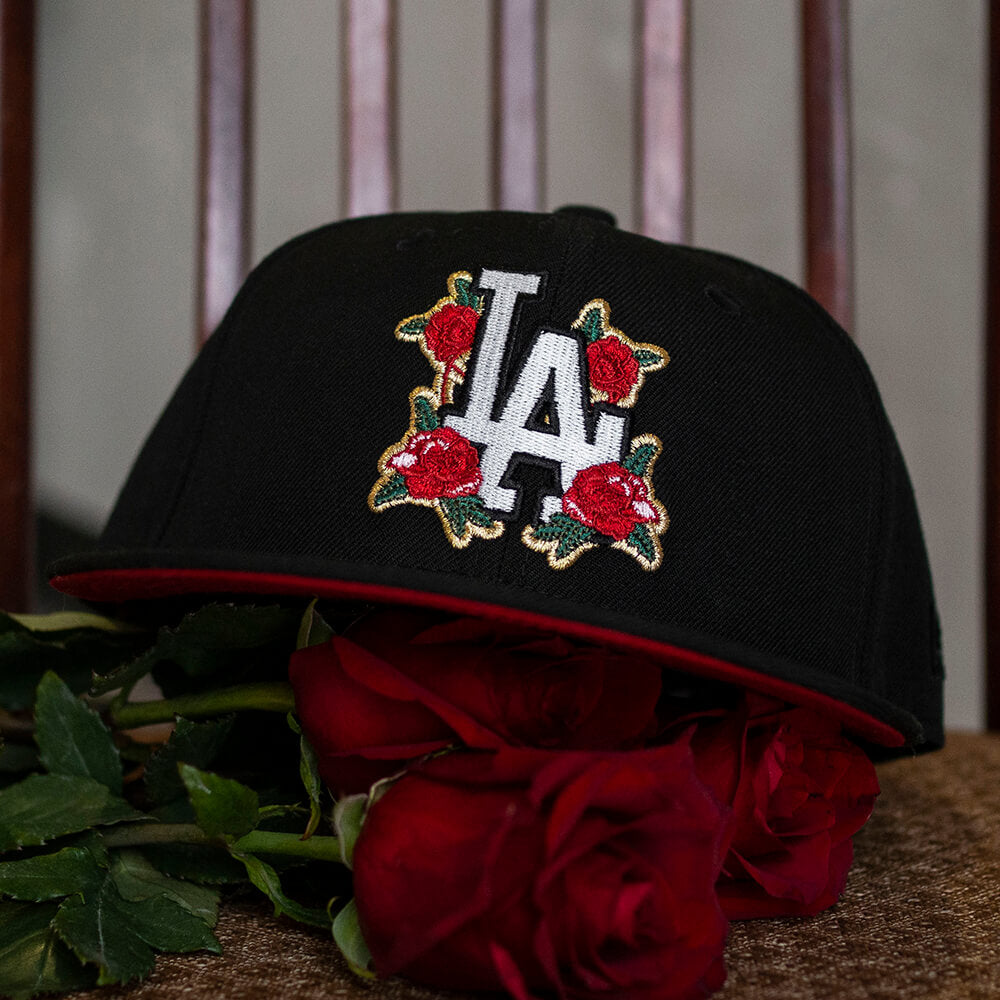 New Era x FAM Los Angeles Dodgers Black Red Rose 59FIFTY Fitted Hat