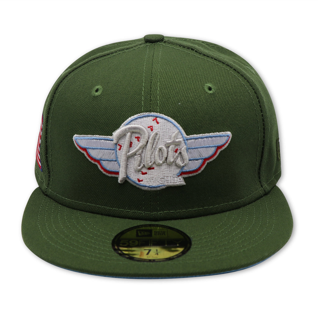 New Era Wichita Pilots Olive/Sky Blue  American Flag 59FIFTY Fitted Hat