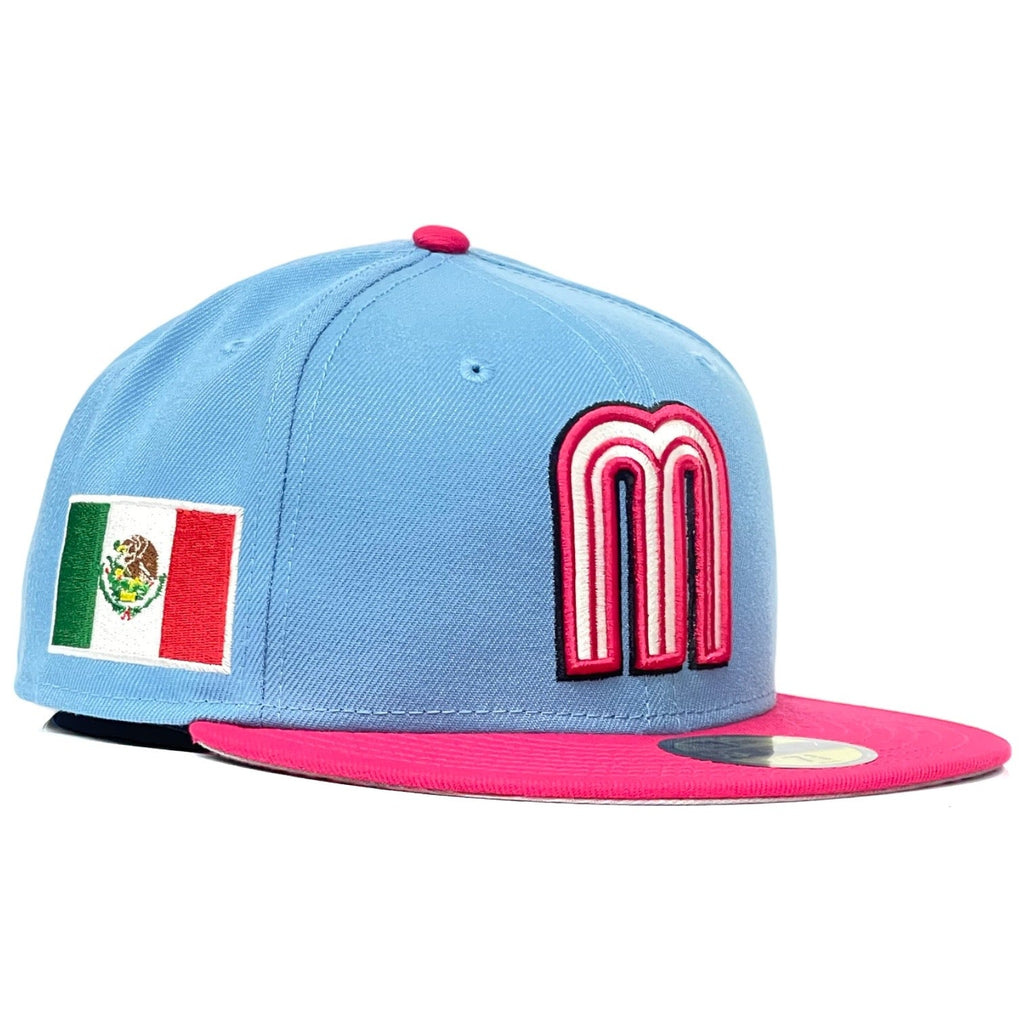 New Era Mexico WBC Mexican Flag Baby Blue/Hot Pink 59FIFTY Fitted Hat