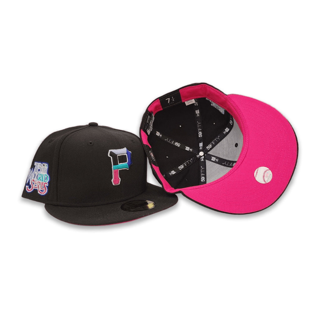 New Era Polar Lights Black Pittsburgh Pirates Fusion Pink Bottom 76th World Series Side Patch 59FIFTY Fitted Hat