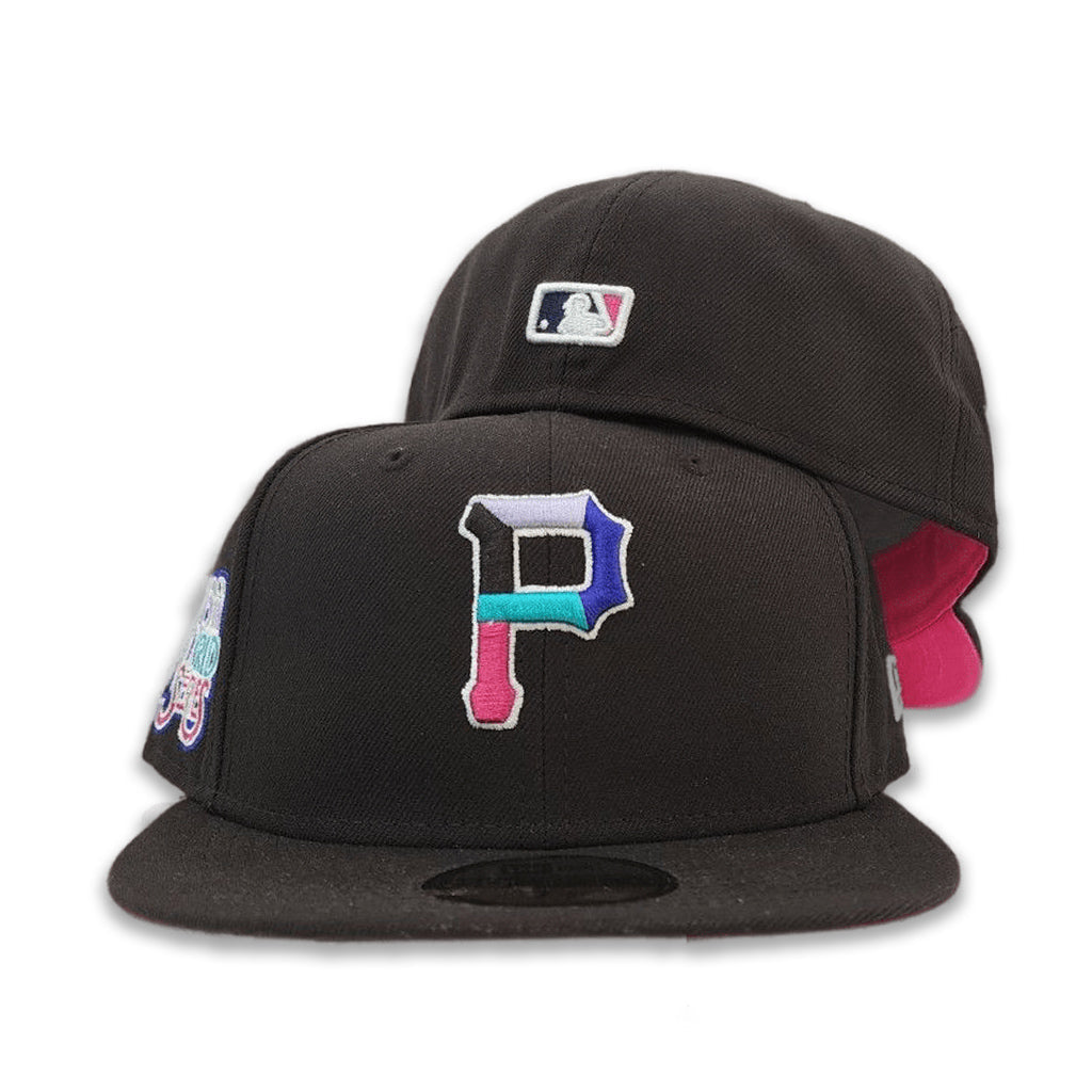 New Era Polar Lights Black Pittsburgh Pirates Fusion Pink Bottom 76th World Series Side Patch 59FIFTY Fitted Hat