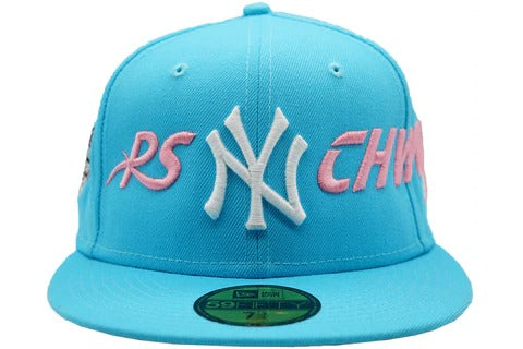 New Era New York Yankees Baby Blue/Pink Psychworld 59FIFTY Fitted Hat