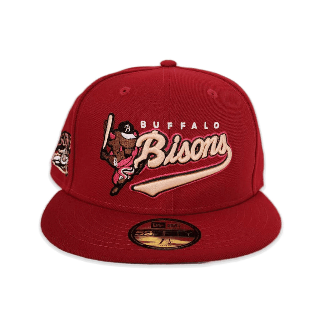 Bison Cap New Era Buffalo Bisons Red/Grey UV 59FIFTY Fitted Hat