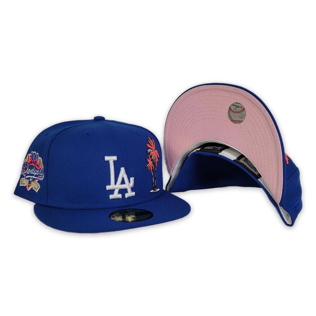 New Era Los Angeles Dodgers Royal Blue/Pink Palm Tree 100th Anniversary 59FIFTY Fitted Hat