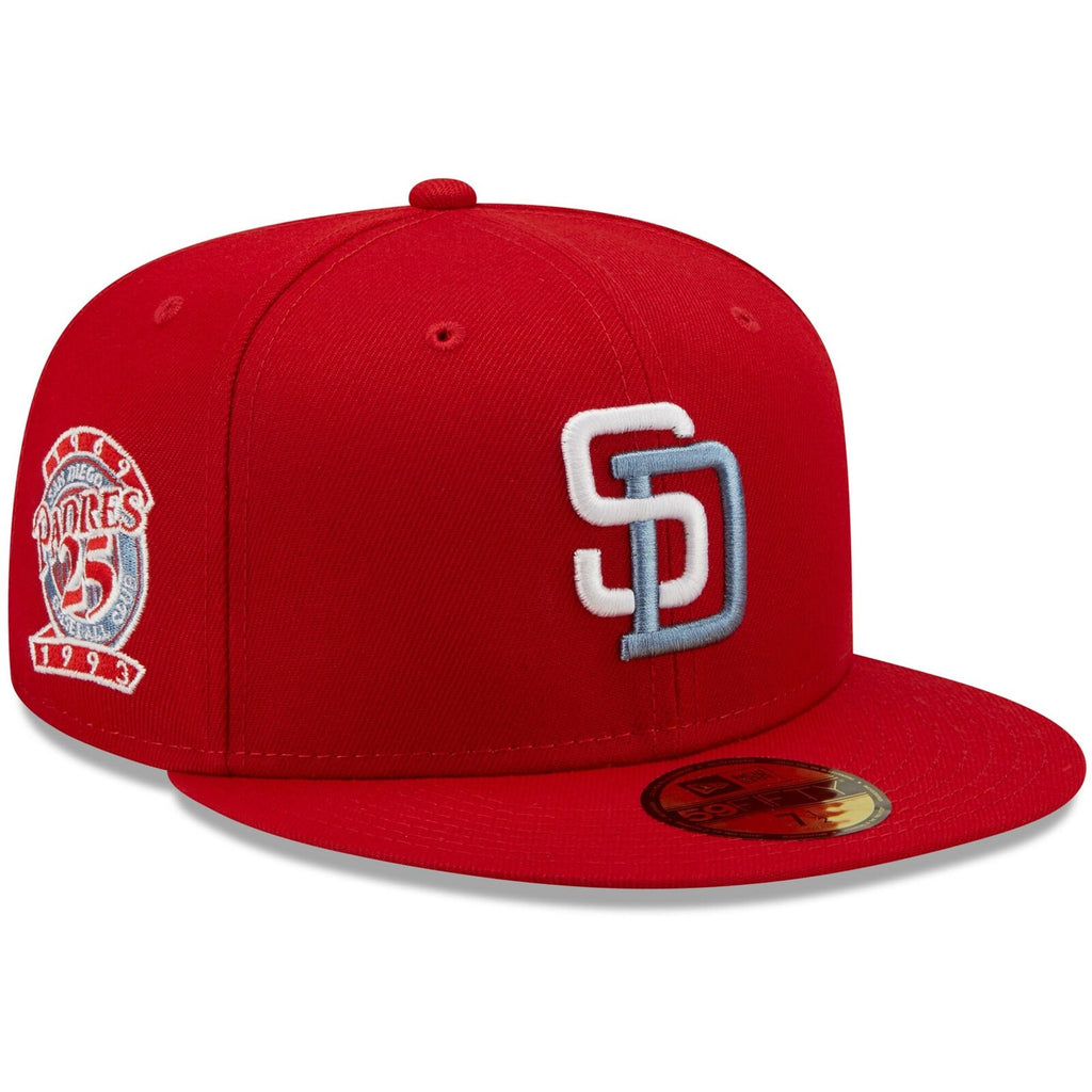 New Era San Diego Padres Scarlet Red 25 Seasons Blue Undervisor 59FIFTY Fitted Hat