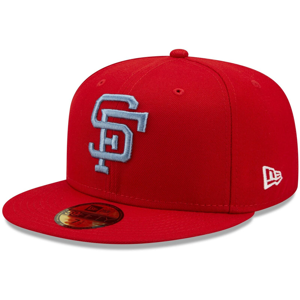 New Era San Francisco Giants Scarlet Red 25 Years Blue Undervisor 59FIFTY Fitted Hat