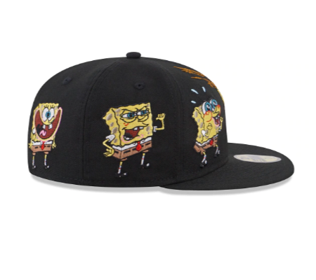 New Era Spongebob Black Multi Patch 59Fifty Fitted Hat