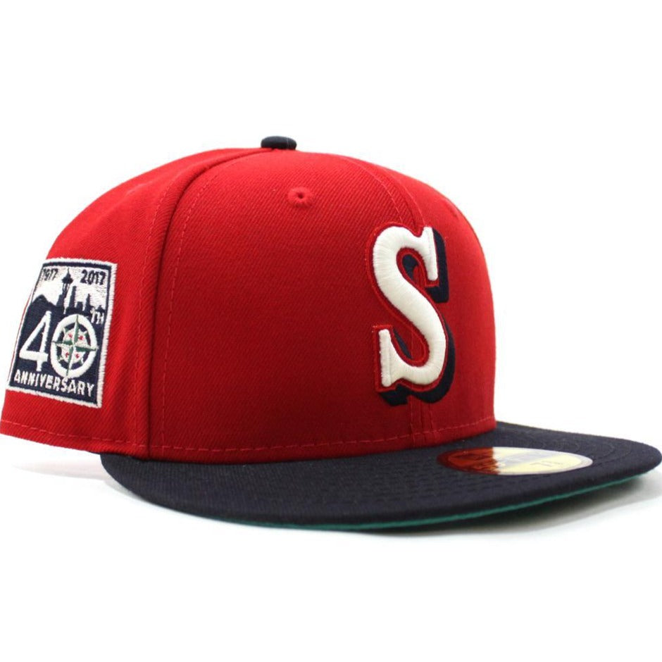 New Era Seattle Mariners Red/Navy 40th Anniversary 59FIFTY Fitted Hat (Glow In The Dark)