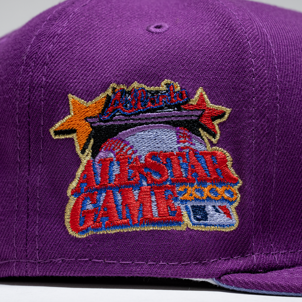 New Era x Politics Atlanta Braves Hip Hop Inspired Grape/Red Lavender UV 59FIFTY Fitted Hat