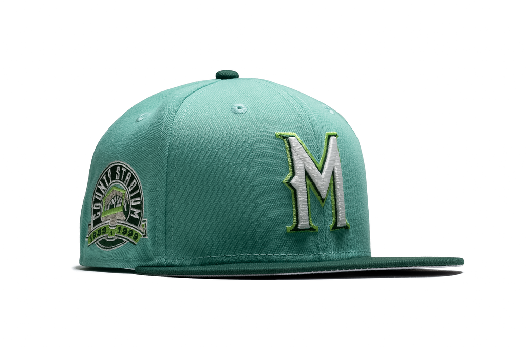 New Era x Politics Milwaukee Brewers Mint/Dark Green 59FIFTY Fitted Hat