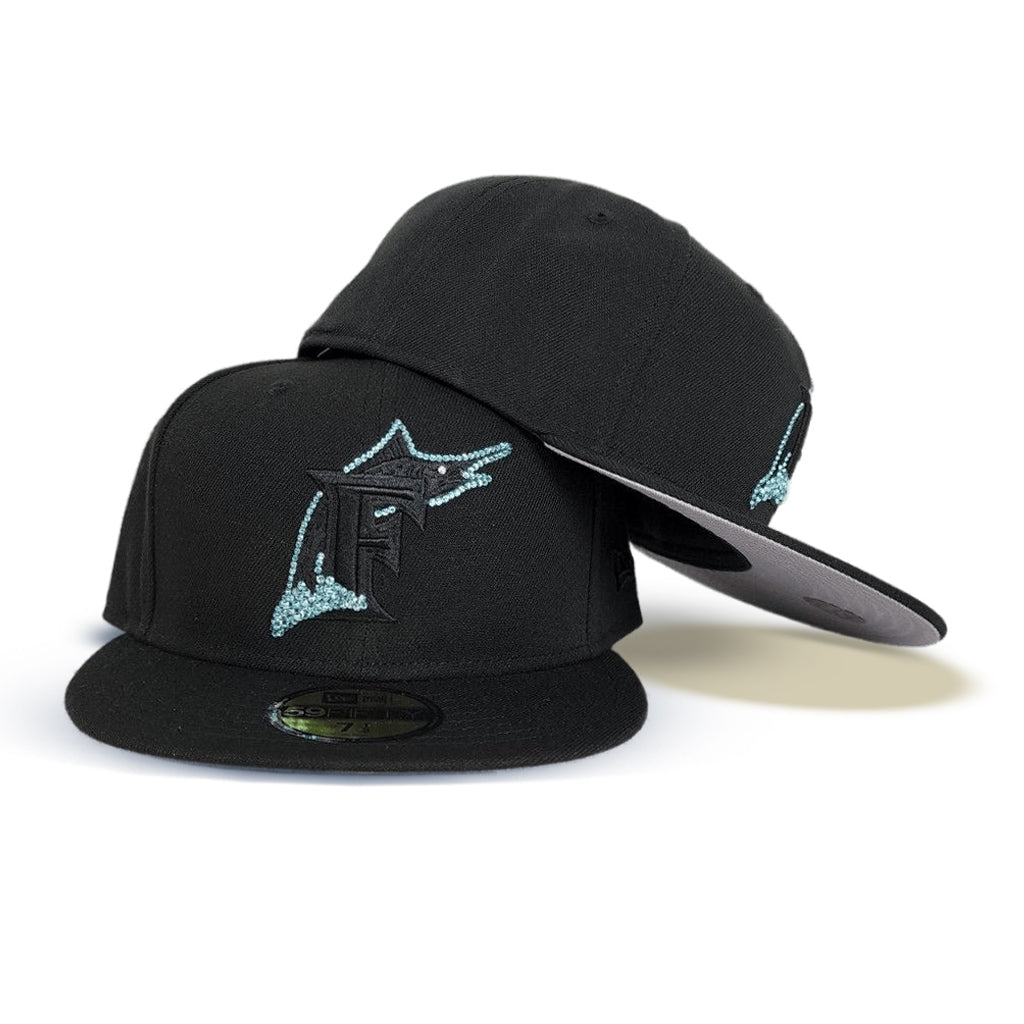 New Era  Swarovski Crystal Black Florida Marlins 59FIFTY Fitted Hat