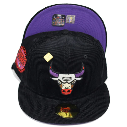 New Era Chicago Bulls Black Corduroy 6x World Champs 59FIFTY Fitted Hat