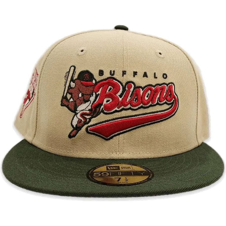 New Era Buffalo Bison Vegas Gold/Olive Green International League 59FIFTY Fitted Hat