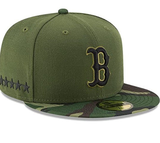 New Era Boston Red Sox Military Green 2017 Memorial Day 59FIFTY Fitted Hat