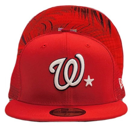 New Era Washington Nationals Red Mesh Back Palm Tree Leaves UV 59FIFTY Fitted Hat