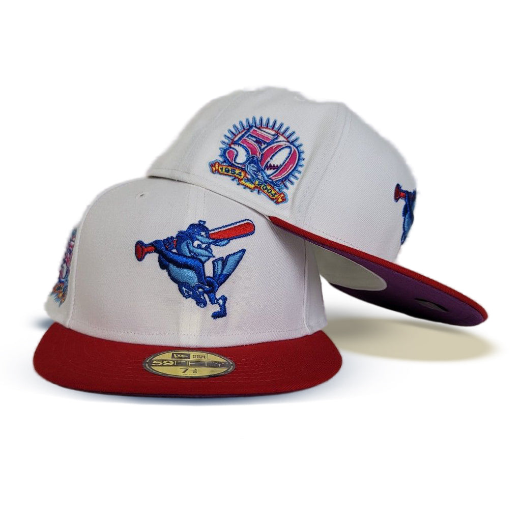 New Era Baltimore Orioles White/Red "Stimpy Collection" 50th Anniversary 59FIFTY Fitted Hat