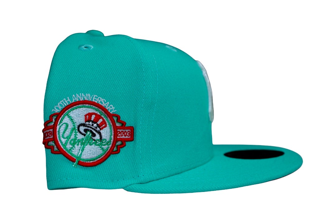 New Era New York Yankees Turquoise Red Rose 100th Anniversary Side Patch 59FIFTY Fitted Hat