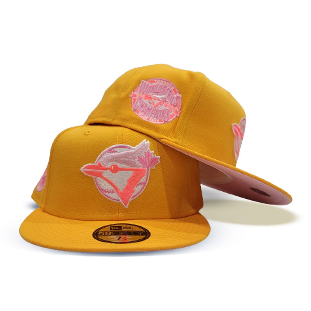 New Era Yellow Toronto Blue Jays Pink Bottom World Series "Emoji Pack" 59FIFTY Fitted Hat