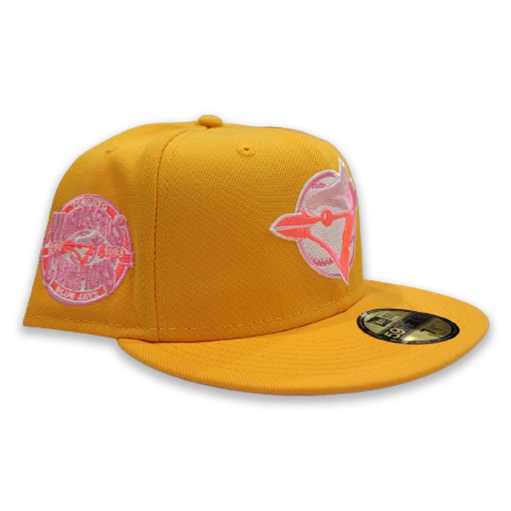New Era Yellow Toronto Blue Jays Pink Bottom World Series "Emoji Pack" 59FIFTY Fitted Hat