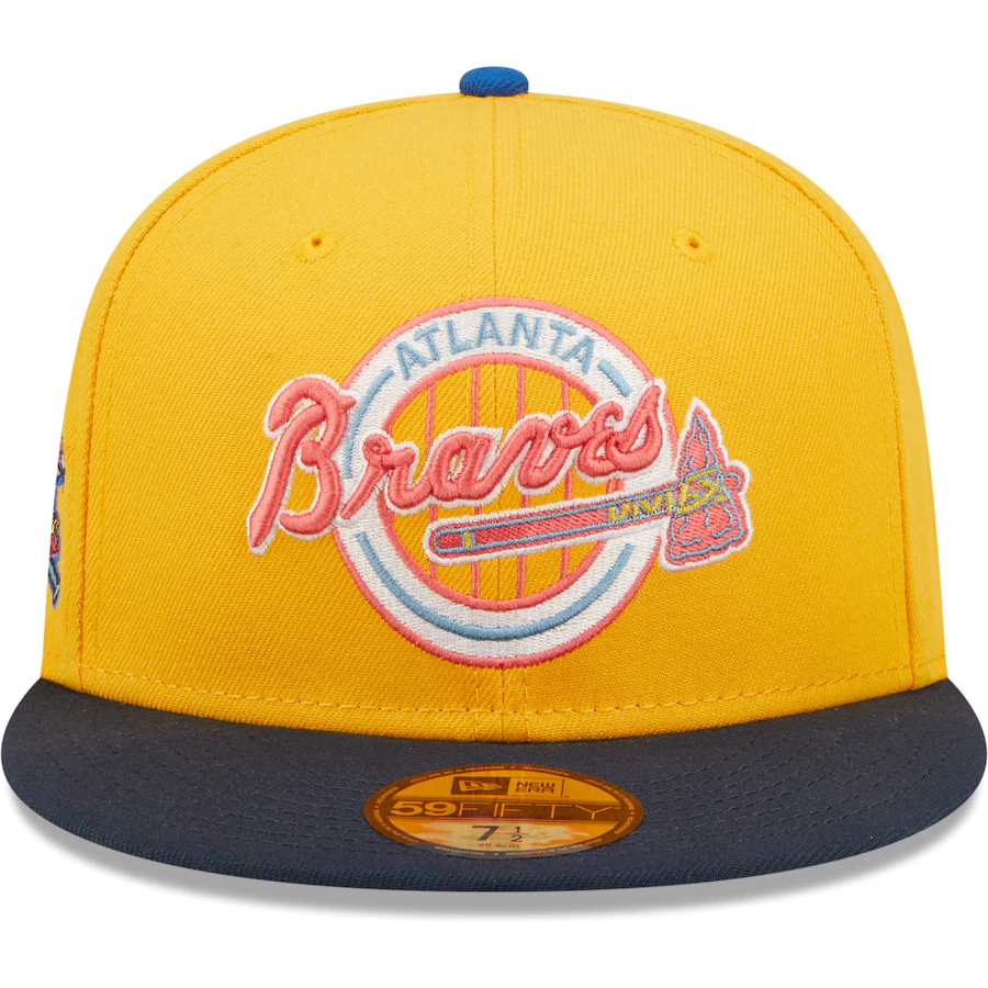 New Era Atlanta Braves Gold/Azure 30th Anniversary Undervisor 59FIFTY Fitted Hat