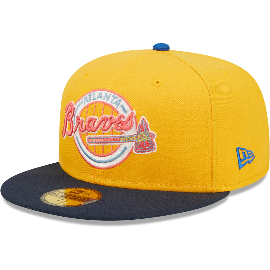New Era Atlanta Braves Gold/Azure 30th Anniversary Undervisor 59FIFTY Fitted Hat