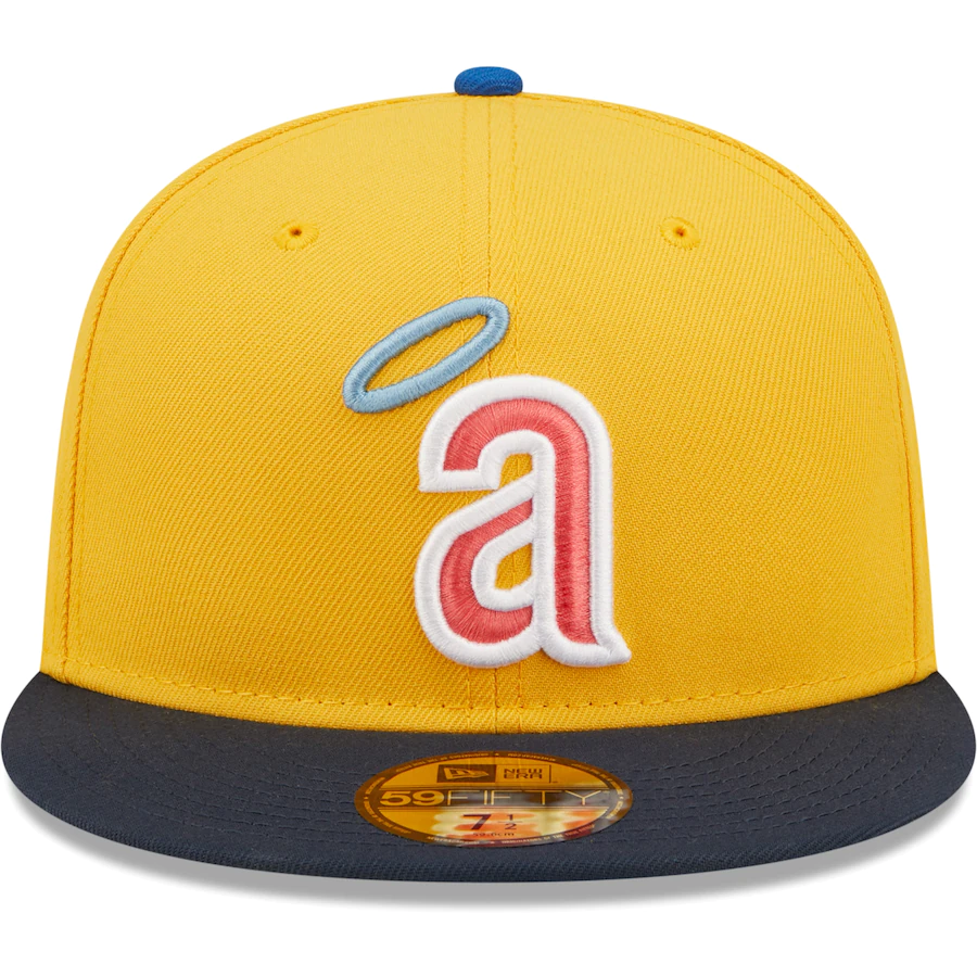 New Era California Angels Gold/Azure Cooperstown Collection State Logo Undervisor 59FIFTY Fitted Hat