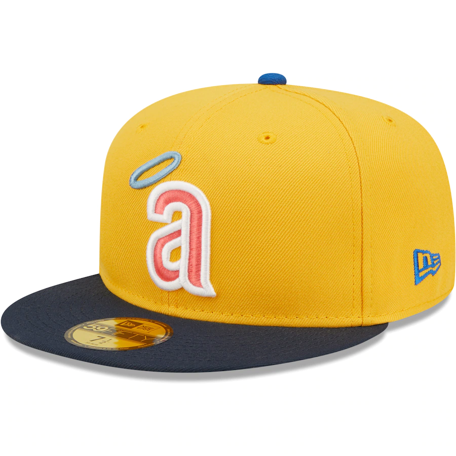 New Era California Angels Gold/Azure Cooperstown Collection State Logo Undervisor 59FIFTY Fitted Hat