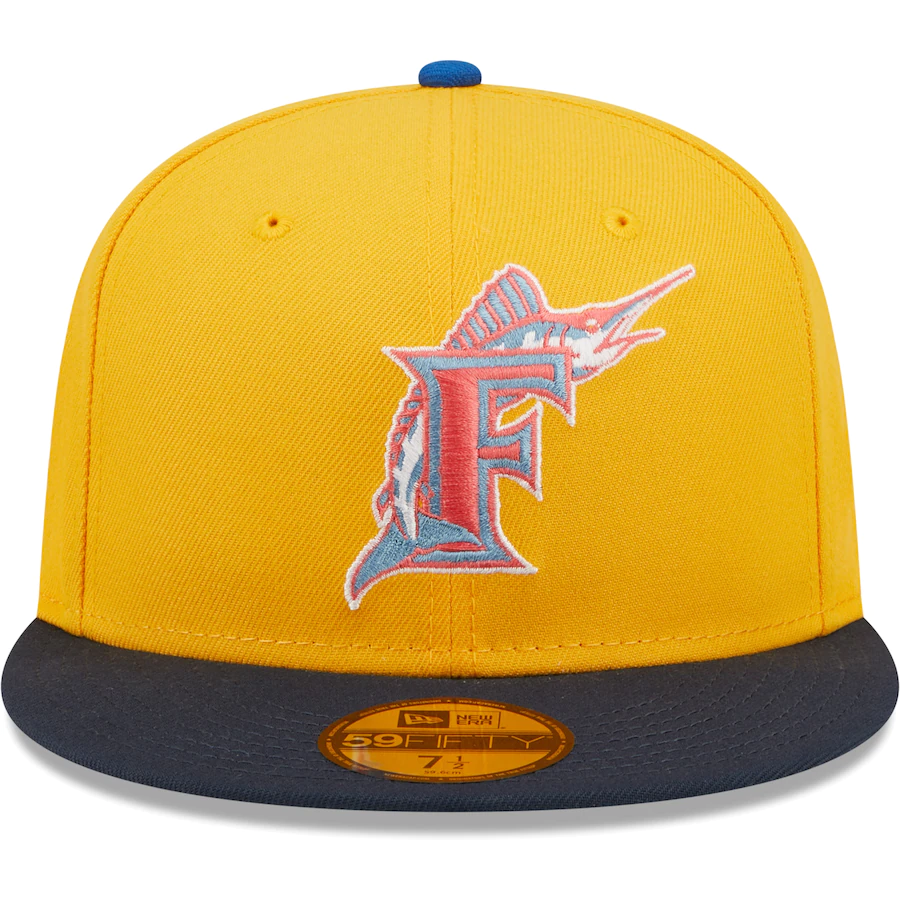 New Era Florida Marlins Gold/Azure Cooperstown Collection 1993 Inaugural Season Undervisor 59FIFTY Fitted Hat