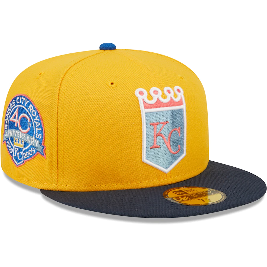 New Era Kansas City Royals Gold/Azure 40th Anniversary Undervisor 59FIFTY Fitted Hat